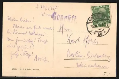 AK Tetschen, Schloss mit der Kettenbrücke