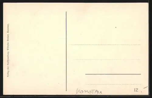 AK Komotau, Marktplatz mit Ignatiuskirche und Infanterie-Kaserne