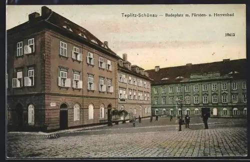 AK Teplitz-Schönau, Badeplatz mit Fürsten- und Herrenbad