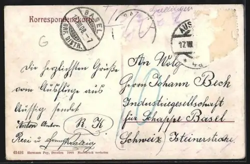 AK Aussig a. E., Landungsplatz mit Dampfer