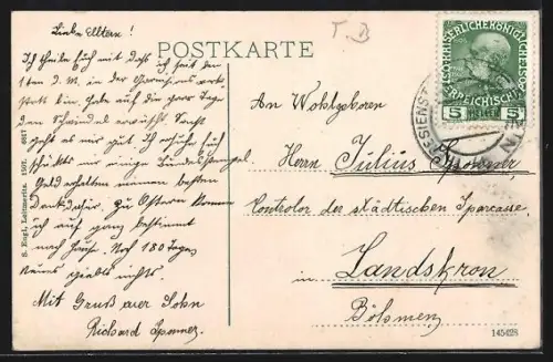 AK Leitmeritz, Elbedampfer Hohenzollern, Teilansicht