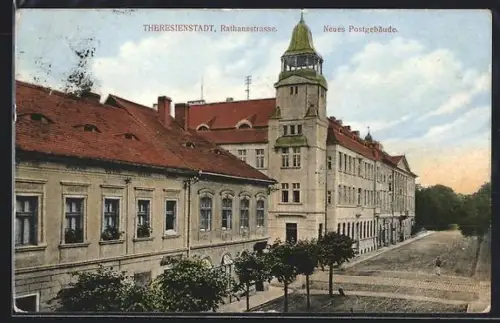 AK Theresienstadt, Neues Postgebäude an der Rathausstrasse
