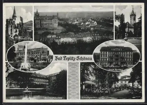 AK Bad Teplitz-Schönau, Städtisches Kurhaus, Schloss, Schlossgarten