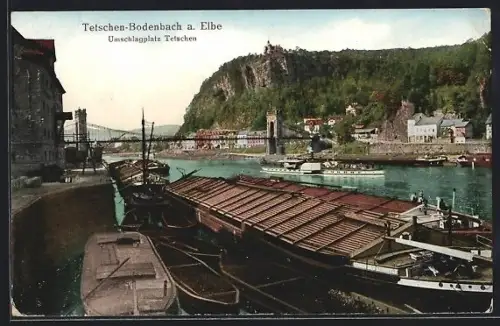 AK Tetschen-Bodenbach a. Elbe, Umschlagplatz Tetschen
