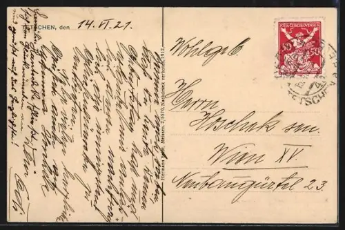 AK Tetschen a. d. Elbe, Teilansicht mit Kirche