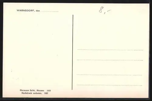 AK Warnsdorf, Blick nach der evangelischen Kirche und dem k. k. Bezirksgericht