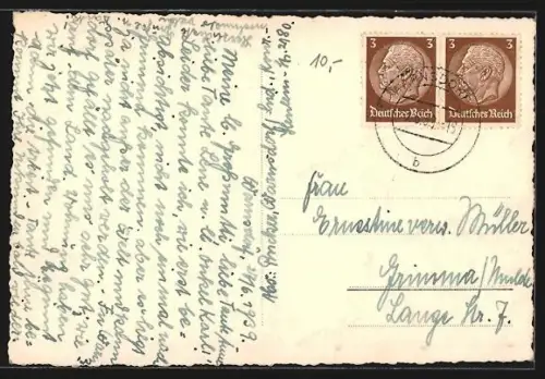 AK Warnsdorf, Rathausstrasse mit Kirche