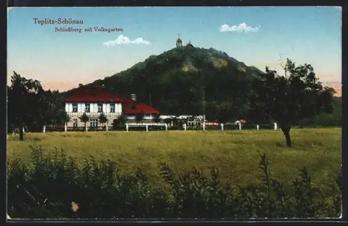 AK Teplitz-Schönau, Schlossberg mit Volksgarten
