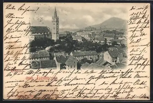 AK Leitmeritz, Panorama mit Kirche