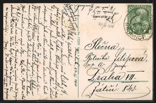 AK Rumburg i. Böhm., Teilansicht mit Johannesberg