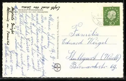 AK Freiburg /Schwarzwald, Neue Festhalle auf dem Messeplatz