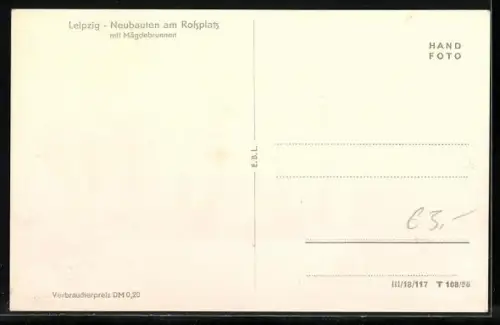 AK Leipzig, Neubauten am Rossplatz mit Mägdebrunnen