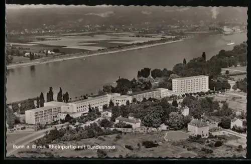 AK Bonn a. Rhein, Rheinpartie mit Bundeshaus