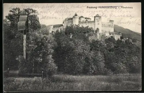 AK Festung Hohensalzburg, Ansicht vom Mönchsberg