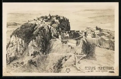 AK Festung Hohentwiel, Ansicht mit Umgebung aus der Vogelschau