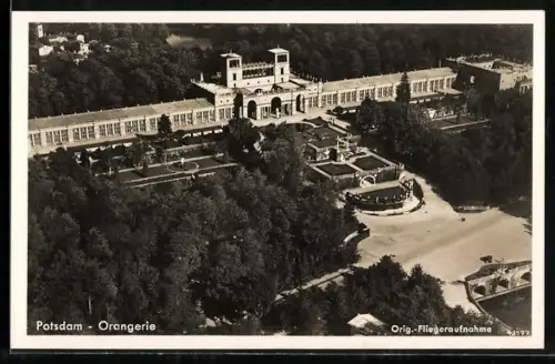 AK Potsdam, Schloss Sanssouci, Orangerie, Fliegeraufnahme