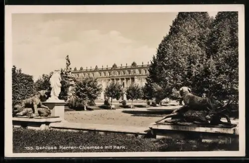 AK Schloss Herren-Chiemsee, Ansicht mit Park