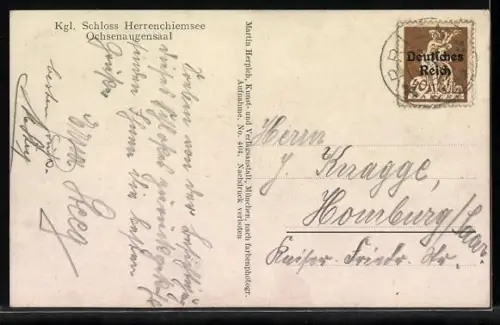 AK Herrenchiemsee, Ochsenaugensaal im Schloss