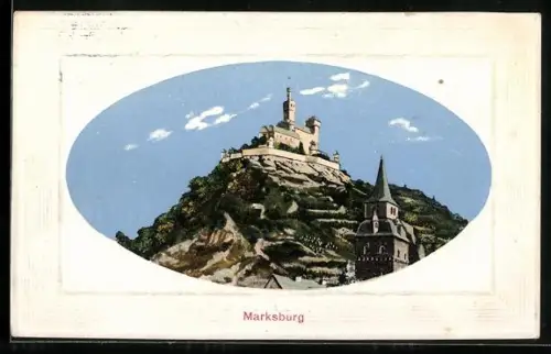 AK Braubach a. Rh., Marksburg mit Ortspartie