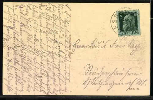 AK Kgl. Schloss Hohenschwangau, Ansicht mit Wald aus der Vogelschau