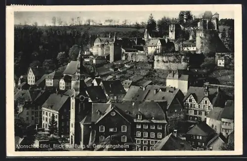 AK Monschau /Eifel, Blick auf Burg u. Genesungsheim