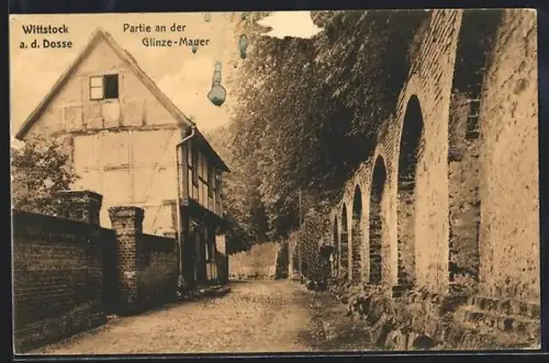 AK Wittstock a. d. Dosse, Partie an der Glinze-Mauer
