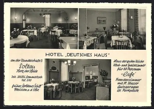AK Soltau, Hotel Deutsches Haus, Bundesstrasse 3, Inh. Willi Lommatzch