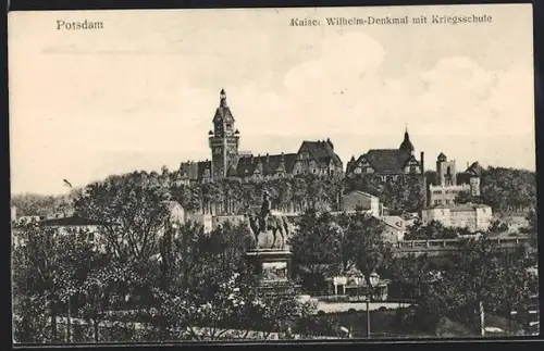 AK Potsdam, Kaiser Wilhelm-Denkmal mit Kriegsschule