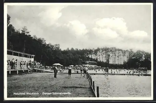 AK Dahlen-Schmannewitz, Naturbad Waldteich mit Besuchern