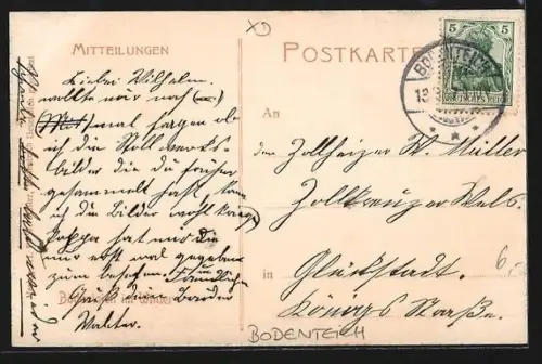 AK Bodenteich, Winterlicher Ort mit Kirchturm