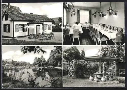 AK Wildenfels / Erzg., Gartenanlage Am Teich, Gasthaus, Innenansicht