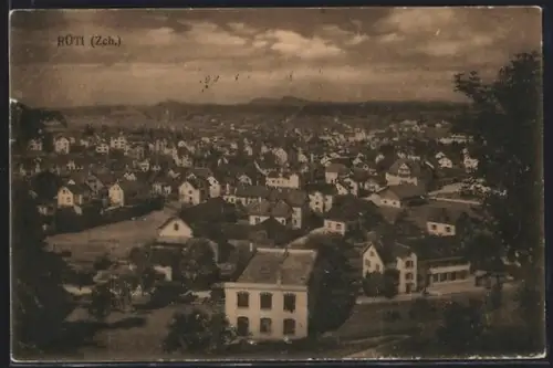 AK Rüti /Zch., Panorama mit Strassenpartie