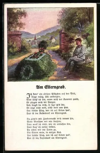 Künstler-AK H. Zahl: Am Elterngrab