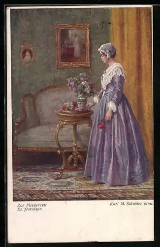 Künstler-AK Karl Maria Schuster: Zur Fliederzeit