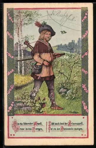 Künstler-AK T. Welzl: Ein fahrender Gesell