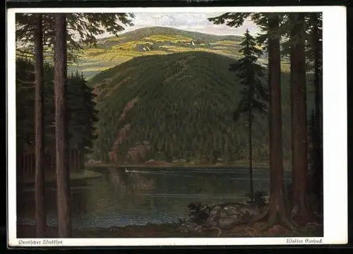 Künstler-AK Walter Einbeck: Deutscher Waldsee, Landschaft