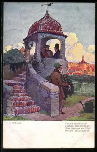 Künstler-AK sign. J. Wenig: Lustige Gesellschaft
