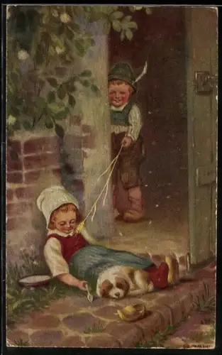 Künstler-AK H. Zahl: Schelmenstreich eines Knaben