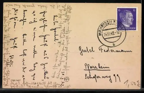 AK Zwittau, Stadtplatz mit Säulendenkmal