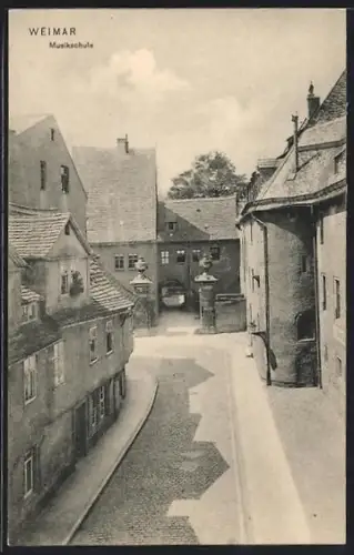 AK Weimar / Thüringen, Strassenpartie an der Musikschule