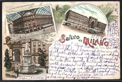 Lithographie Milano, Portici di Piazza del Duomo, Galleria Vittorio Emanuele