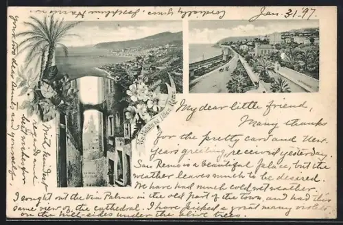 AK San Remo, Via Palma e L`Eglise, La Promenade