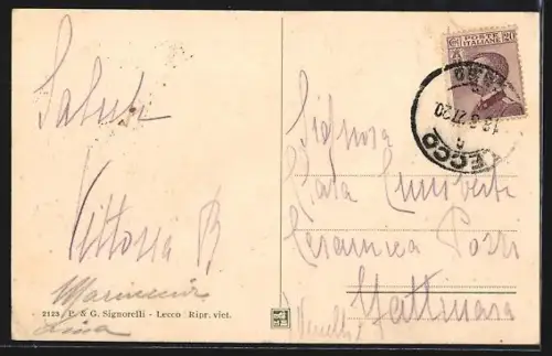 AK Lecco, Acquate, Casa di Lucia (I promessi sposi), ritratto di Lucia Mondella