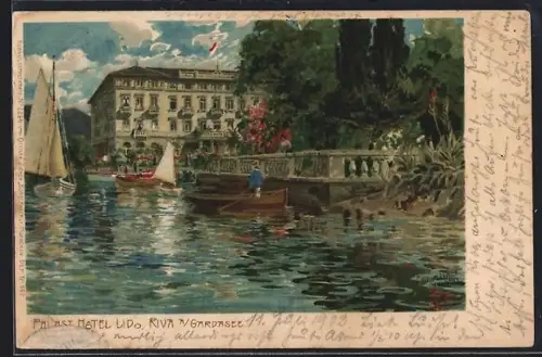 Künstler-AK Zeno Diemer: Riva am Gardasee, Palast Hotel Lido