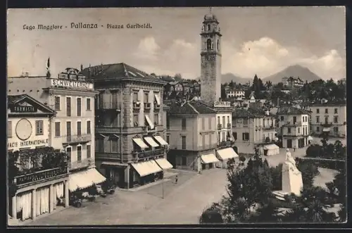 AK Pallanza, Piazza Garibaldi mit Hotel Schweizerhof