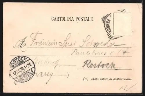 Lithographie Sanremo /Ponente, Monumento Mazzini Gnova, Piazza Corvello e Monumento a Nitt. Emanuele