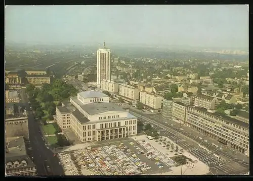 AK Leipzig, Teilansicht aus der Vogelschau