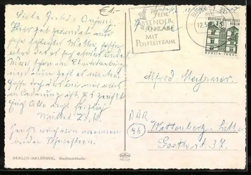 AK Berlin-Halensee, Blick auf die Stadtautobahn mit Bus