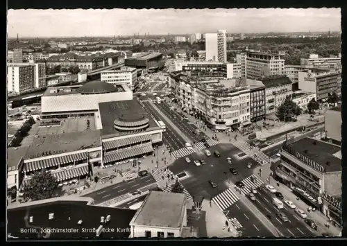 AK Berlin, Joachimstaler Strasse Ecke Kurfürstendamm, Blick von erhöhter Position