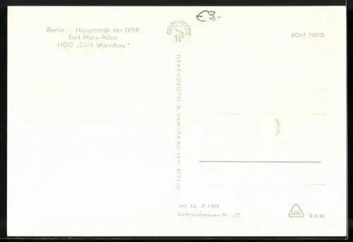 AK Berlin, HOG Cafe Warschau in der Karl-Marx-Allee